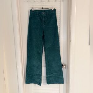 Faherty Wide Leg Soft-stretch Corduroy Pants - size 27/4 - Teal